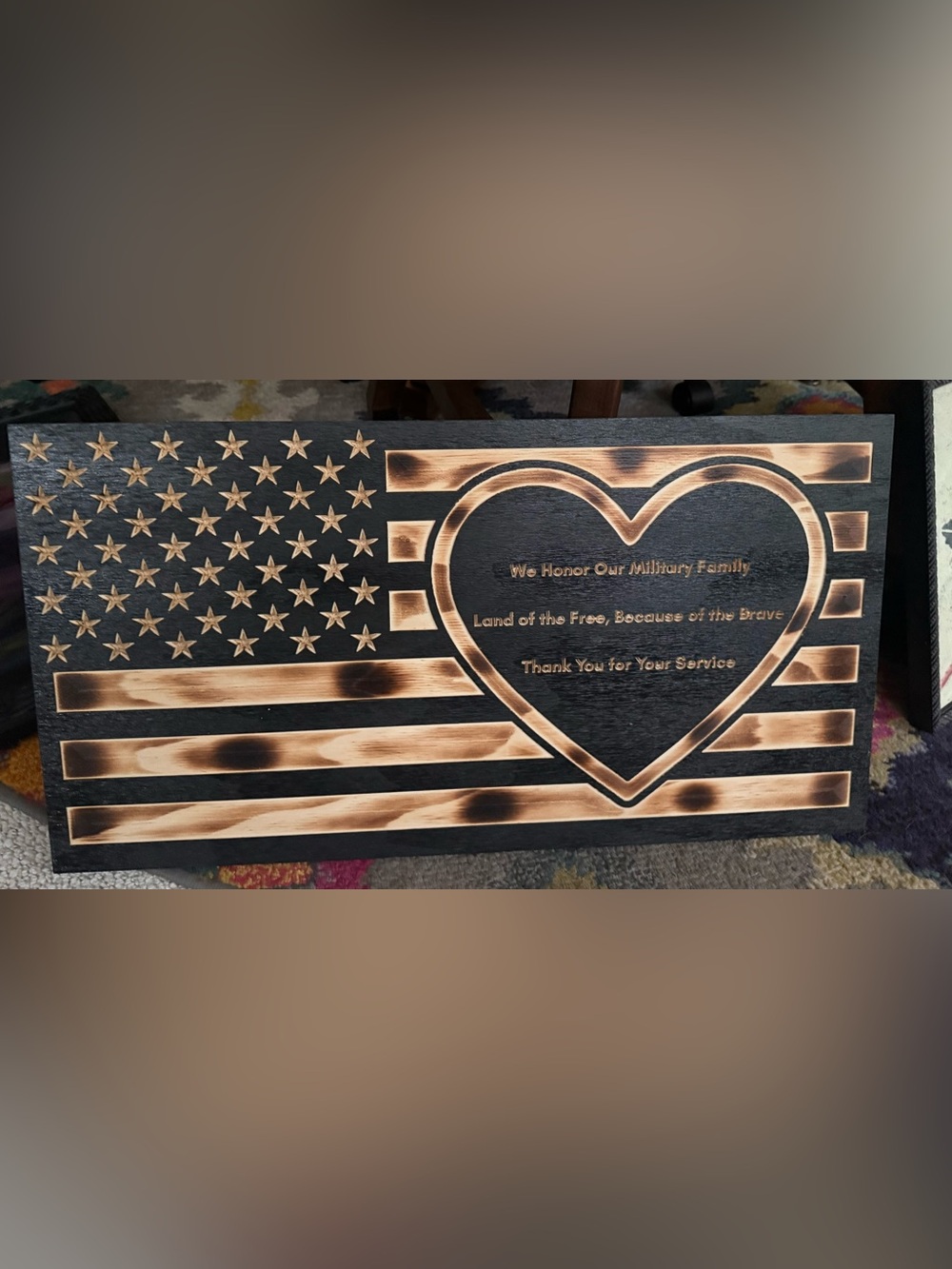 Wooden Military Appreciation
American Flag Wall Plaque used at wedding